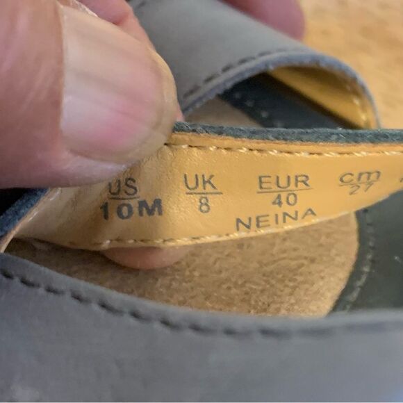 Naturalizer Sandals ‘Neina’ Heather Blue & Heather Gray Leather 1.5” Heel - Picture 9 of 11